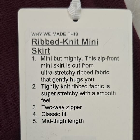 NWT Lululemon Ribbed-Knit Mini Skirt Garnet SMALL - Picture 7 of 7